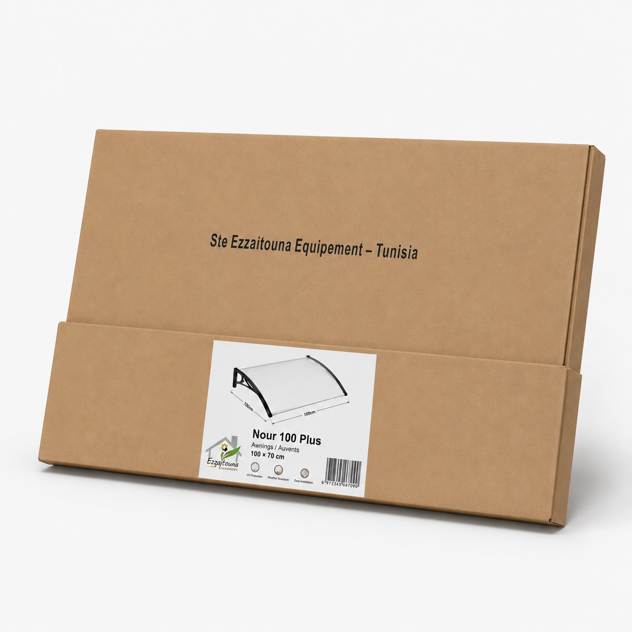 Nour 100 Plus – Auvent compact renforcé 100 × 70 cm