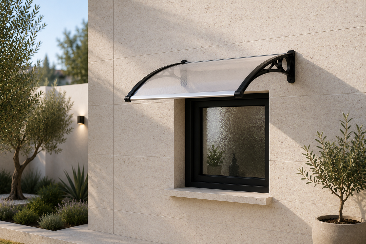 Nour 100 – Auvent compact blanc translucide 100 × 60 cm