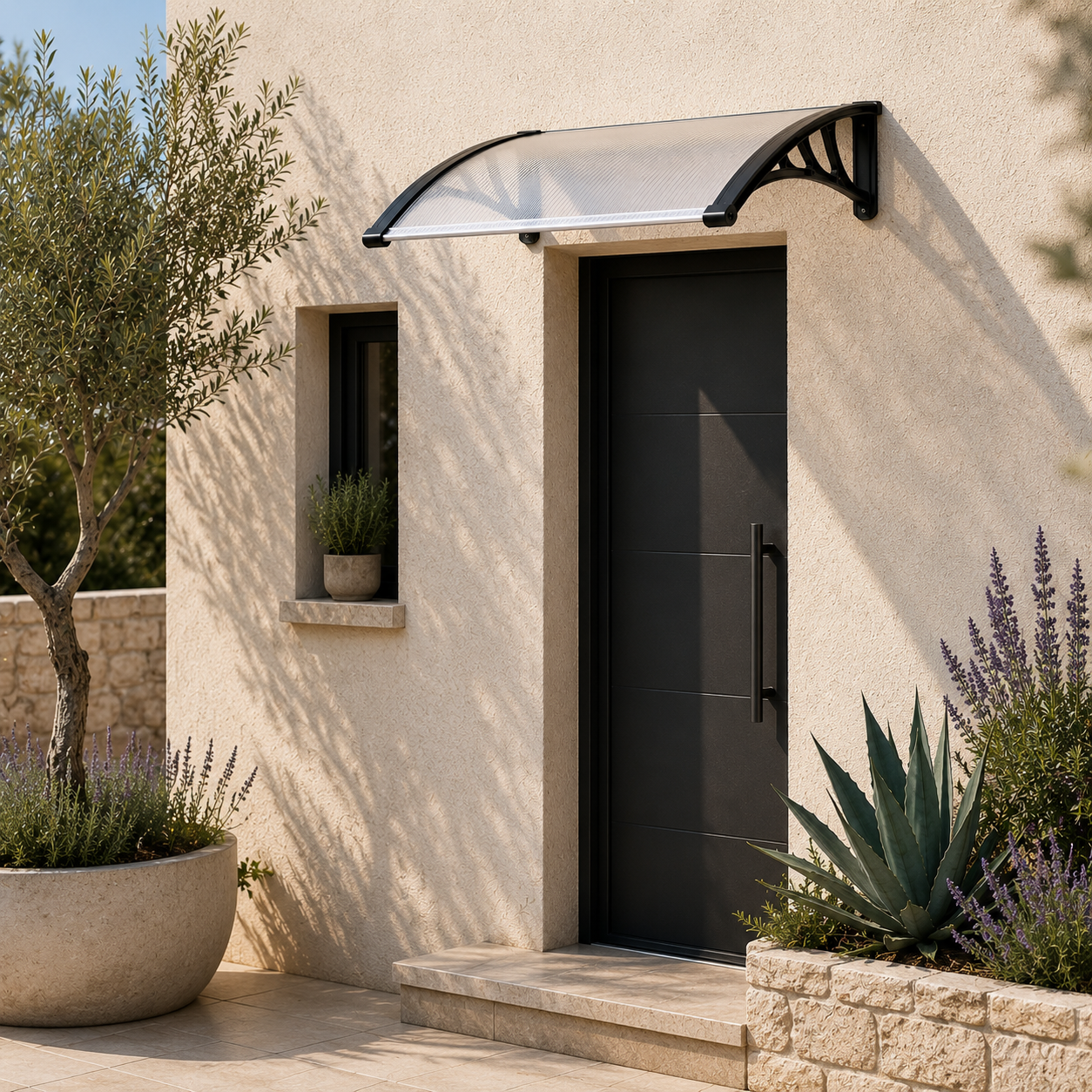 Nour 100 – Auvent compact blanc translucide 100 × 60 cm